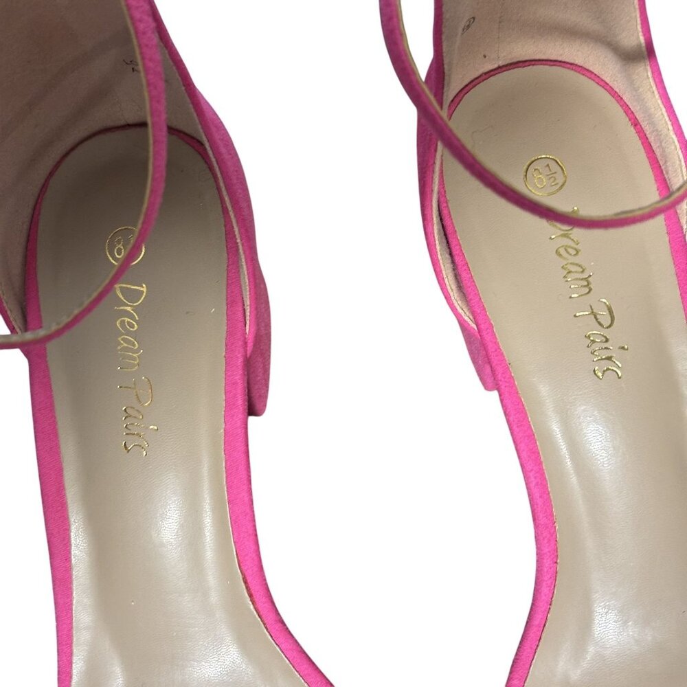 Dream Pairs Womens Pink Low-Chunk Heel Sandals With Ankle Strap Size 8.5 - Picture 3 of 5